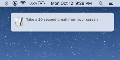 Screenshot of Mac notification from script